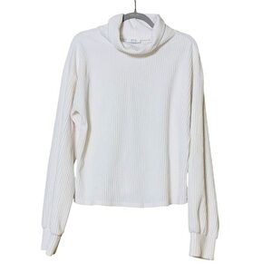 bar iii Off-white Wide Ribbed Oversized Top style 10063992